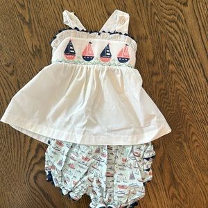 Shrimp and Grits Kids smocked set